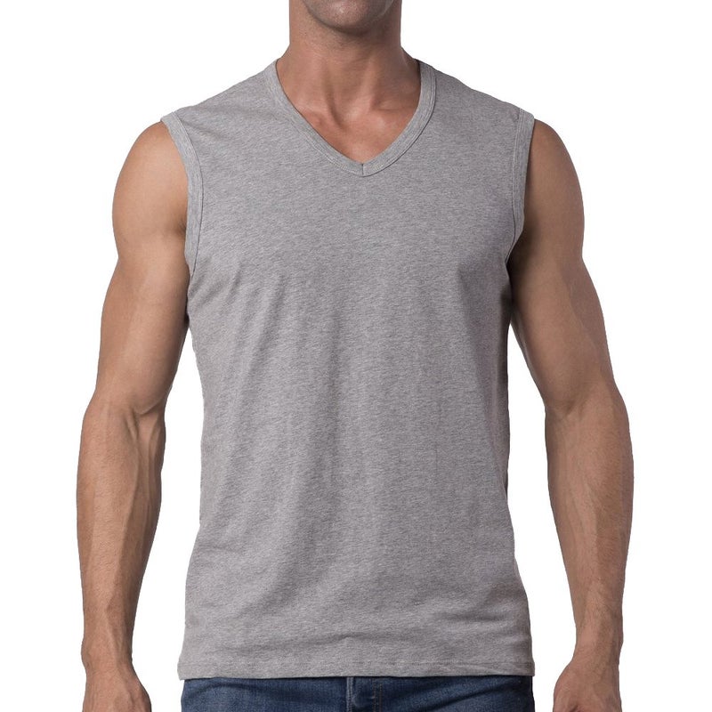 Y2Y2 Men's Sleeveless V-Neck T-Shirt, Gray, L (42"-44") - Image 1